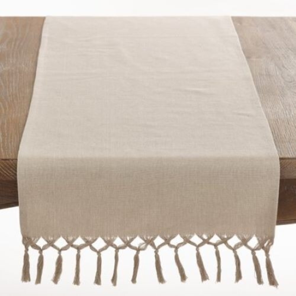 Saro ~ 16 X 72  Rectangle Bellaria Knotted Tassel Design Table Runner ~ Natural